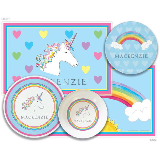 Unicorn Over The Rainbow 4-Piece Dinnerware Set